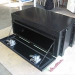 Black ute toolbox fabricated by Ambafab
